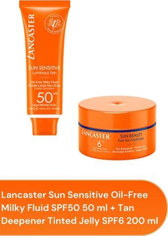 Lancaster Sun Sensitive Oil-Free Milky Fluid Spf50 50 ml & Tan Deepener Tinted Jelly Spf6 200 ml