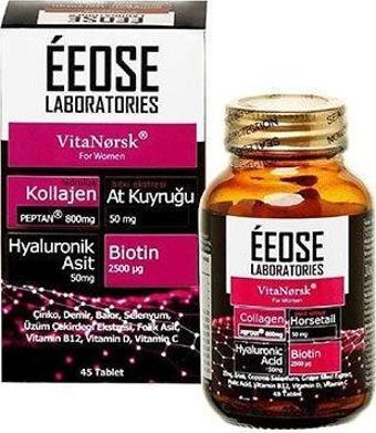 Éeose Vitanorsk Collagren Tablet For Woman ( Kollajen + Hyaluronik Asit + Atkuyruğu + Biotin + C Vitamini) 45 Tablet