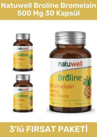 Natuwell Broline Bromelain 500 Mgr 30 Kapsül - 3 Adet