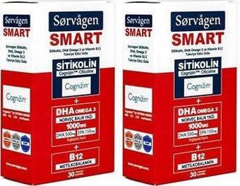 Sorvagren Smart Sitikolin, Dha Omegra-3 Ve B12 Balık Yağı 30 Kapsül 2'Li Paket