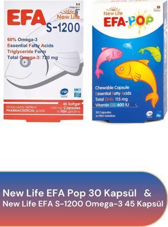 New Life Efa S-1200 Omegra-3 45 Kapsül & Efa Pop 30 Kapsül