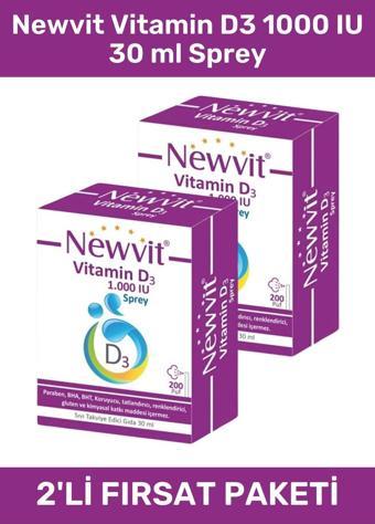 Newvit Vitamin D3 1000 Iu 30 ml Sprey 2'Li Set