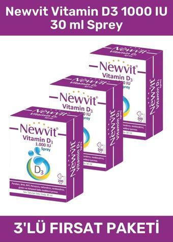 Newvit Vitamin D3 1000 Iu 30 ml Sprey 3'Lü Set