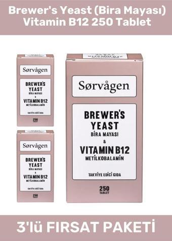 Sorvagren Brewer'S Yeast (Bira Mayası) Vitamin B12 250 Tablet - 3 Adet