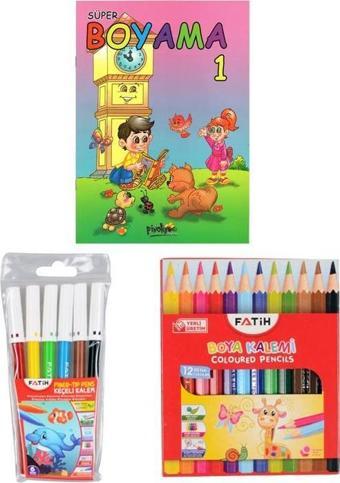 Pinokyo Yayınları Boyama Kitabı ve Fatih Boya Kalemleri Set - Pinokyo