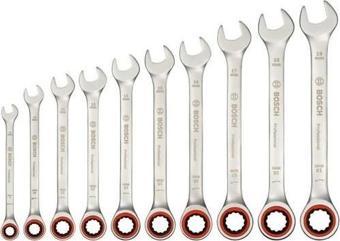Bosch Professional Cırcır Anahtar Seti 10 Parça (8,10,12,13,14,15,16,17,18,19) 1600A02AU0