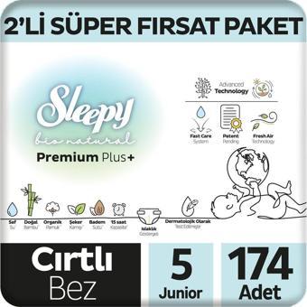 Bio Natural Premium Plus 2'li Süper Fırsat Paketi Bebek Bezi 5 Numara Junior 174 Adet