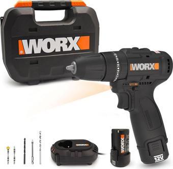 WORX WX121 12Volt/2.0Ah Li-ion Çift Akülü Kömürsüz Profesyonel Şarjlı Darbeli Matkap + 5 Parça Aksesuar