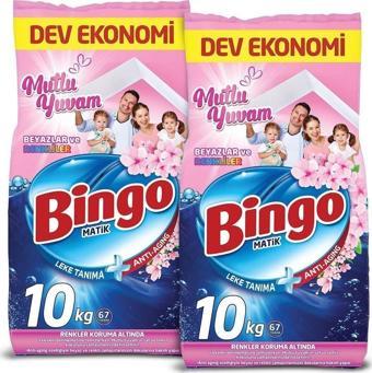 Bingo Matik 10 Kg Mutlu Yuvam Renkliler Ve Beyazlar Toz Çamaşır Deterjanı Ekonomi Paketi 2'Li