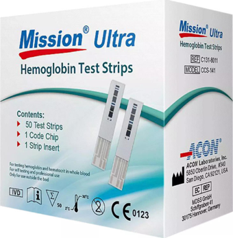 Mission Ultra Hemoglobin ve Hemotokrit Ölçüm Cihazı Stribi 50 Adet