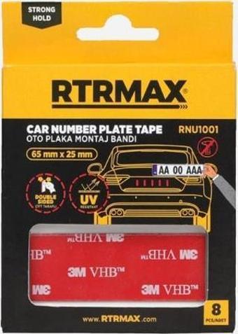 Rtrmax Çift Taraflı Oto Plaka Montaj Bandı 8 Adet 65 Mm * 25 Mm  Rnu1001