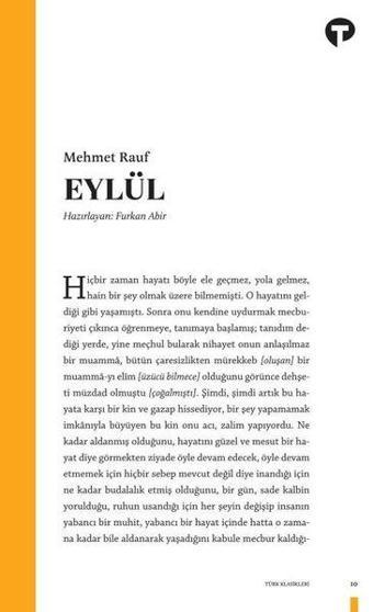 Eylül - Mehmet Rauf - Turkuvaz Kitap