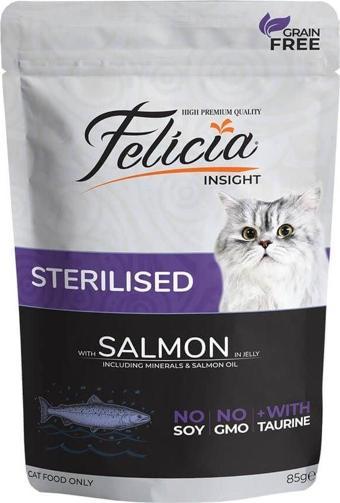 Felicia Tahılsız Somonlu Pouch Kısırlaştırılmış Konserve Kedi Maması 85 Gr