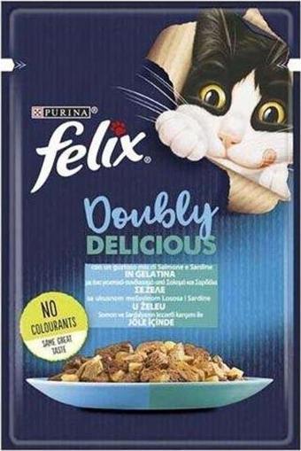 Felix Taze Somon ve Sardalya Jöleli Pouch Yetişkin Konserve Kedi Maması 85 Gr