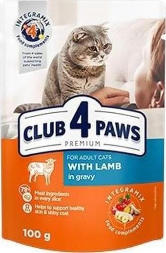 Club4Paws Premium Kuzu Etli Pouch Konserve Kedi Maması 100 Gr