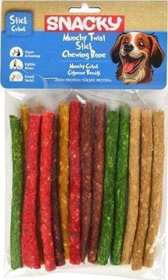 Snacky Munchy Renkli Burgu Çubuk Köpek Çiğneme Kemiği 15 Adet 105 Gr