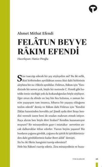 Felatun Bey ve Rakım Efendi - Ahmet Mithat Efendi - Turkuvaz Kitap