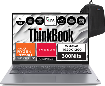 Lenovo Thinkbook 16 Gen6 Amd Ryzen 7 7730U 16GB 512GB SSD Amd Radeon™ Graphics Windows 11 Home 16" Wuxga 300NIT Taşınabilir Bilgisayar 21KK000WTRH01 + Zetta Çanta