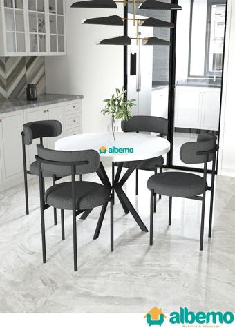 usta mekan Lotus Yuvarlak Mutfak Salon Cafe Restoran Masa Sandalye Takımı 4+1