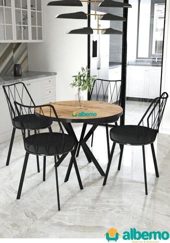 usta mekan Yıldız Yuvarlak Mutfak Salon Cafe Restoran Masa Sandalye Takımı 4+1