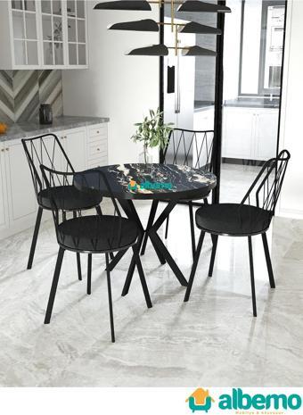 usta mekan Yıldız Yuvarlak Mutfak Salon Cafe Restoran Masa Sandalye Takımı 4+1