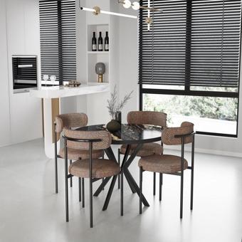 usta mekan Yuvarlak Mutfak Salon Cafe Restoran Masa Sandalye Takımı 4+1