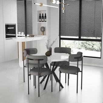 usta mekan Yuvarlak Mutfak Salon Cafe Restoran Masa Sandalye Takımı 4+1