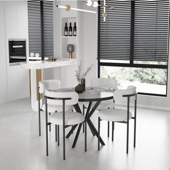 usta mekan Yuvarlak Mutfak Salon Cafe Restoran Masa Sandalye Takımı 4+1