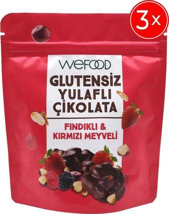 Wefood Glutensiz Yulaflı Çikolata Fındıklı & Kırmızı Meyveli 40 Gr 3'Lü