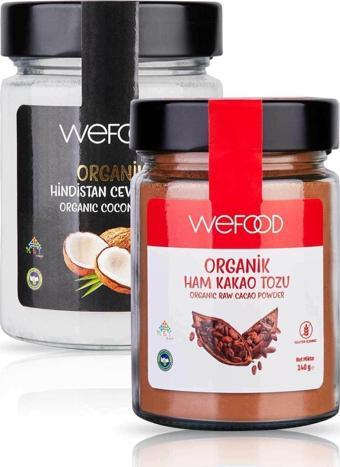 Wefood Organik Hindistan Cevizi Yağı 300 Ml + Organik Ham Kakao Tozu 140 Gr