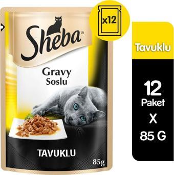 Sheba Tavuklu Yetişkin Kedi Yaş Maması 85 gr (12 Adet)