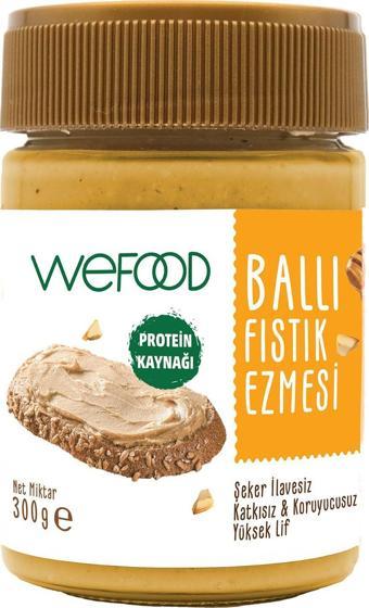 Wefood Şekersiz Ham Ballı Fıstık Ezmesi 300 Gr (Fıstık Parçacıklı) 3'Lü