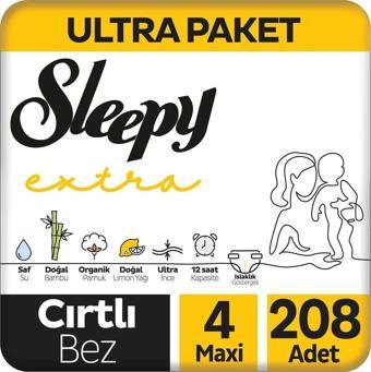 Sleepy Extra Günlük Aktivite Ultra Paket Bebek Bezi 4 Numara Maxi 208 Adet