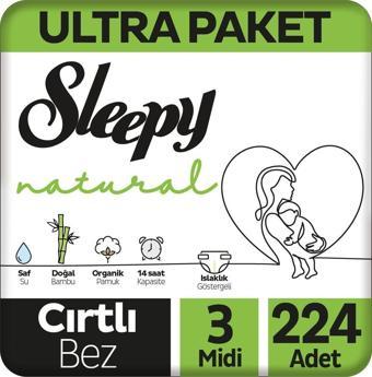 Sleepy Natural Ultra Paket Bebek Bezi 3 Numara Midi 224 Adet