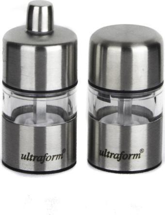 Ultraform Metal Karabiber ve Tuz Değirmen Seti 7 Cm