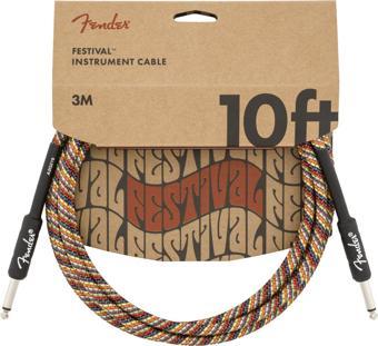 Fender Festival Düz/Düz Uçlu 3m Pure Hemp Rainbow Enstrüman Kablosu