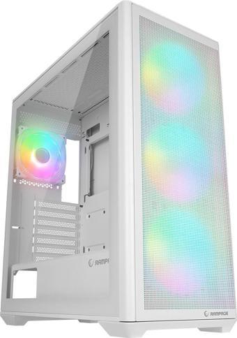 Rampage VORTEX V3 Beyaz Mesh Temperli Cam 4*RGB Fan + Hub E-ATX Gaming Kasa