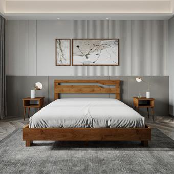 Renazzo Mobilya Felix Model Ceviz Renk Çam Ahşap Karyola 150x200 cm