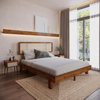 Renazzo Mobilya Hazeran Lilyum Model Ceviz Renk Ahşap Karyola 140x200 cm