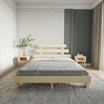 Renazzo Mobilya Lotus X New Model Doğal Ahşap Karyola Ve İki komodin Set 100x200 cm
