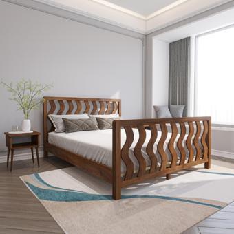 Renazzo Mobilya Siena Model Ceviz Renk Çam Ahşap Karyola Ve İki Komodin Set 90x190 cm