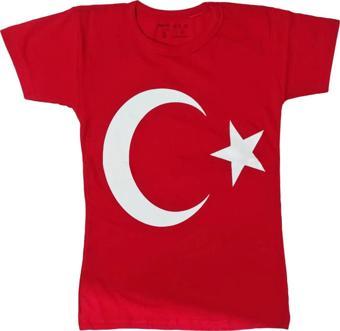 Türk Bayraklı Tişört Pamuklu Kırmızı Ay Yıldız Çocuk Tshirt- 5 Yaş