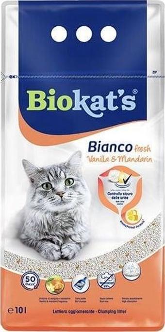 Biokat's Bianco Fresh Vanilya ve Mandalina Kokulu Topaklanan Doğal Kedi Kumu 10 Lt