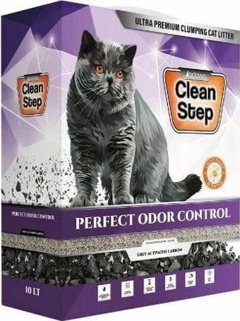 Clean Step Perfect Odor Aktif Karbonlu Papatya Kokulu İnce Taneli Topaklanan Bentonit Kedi Kumu 10 Lt