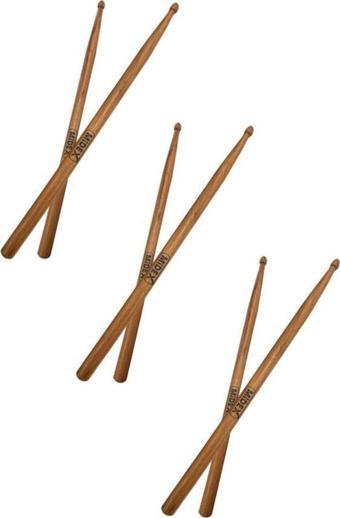 Midex OAK-110-7A-3X Ahşap Meşe Ağacı Bateri Baget Davul Bageti 7A Drumsticks (3 Çift)