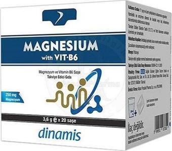 DİNAMİS Dinamis Magnesium With Vitamin B6 Takviye Edici Gıda 20 Saşe