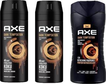 Axe Dark Temptation Erkek Sprey Deodorant 150ML X2 Adet + Dark Temptation 3in1 Erkek Duş Jeli 250ML 3lü Set