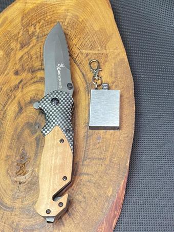 Browning 21 cm Avcı Çakı + Zippo Kibrit Çakmak Seti