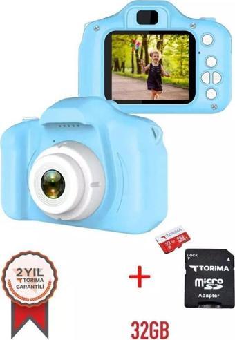 Torima Mavi Renk SD Card 1080p Hd Çocuk Kamera Dijital Fotoğraf Makinesi 2.0 Inç Ekran