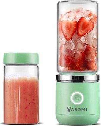 Yasomi Taşınabilir Kablosuz Şarjlı Cam Smoothie El Blenderi Yeşil (Yasomi Türkiye Garantili)